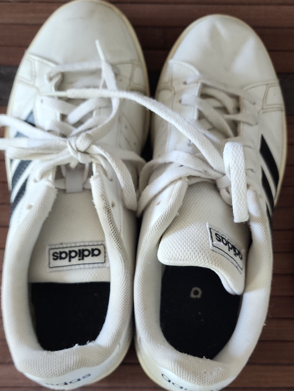 Adidas White Sneakers with Black Stripes - Classic Casual Shoe